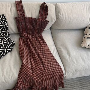 Ganni Black and Red Checkered Dress